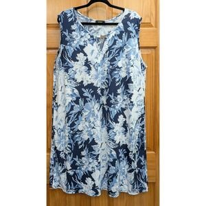 Expresso Size 1X Knit Sleeveless Texture on Flowers Knee Length Stretch